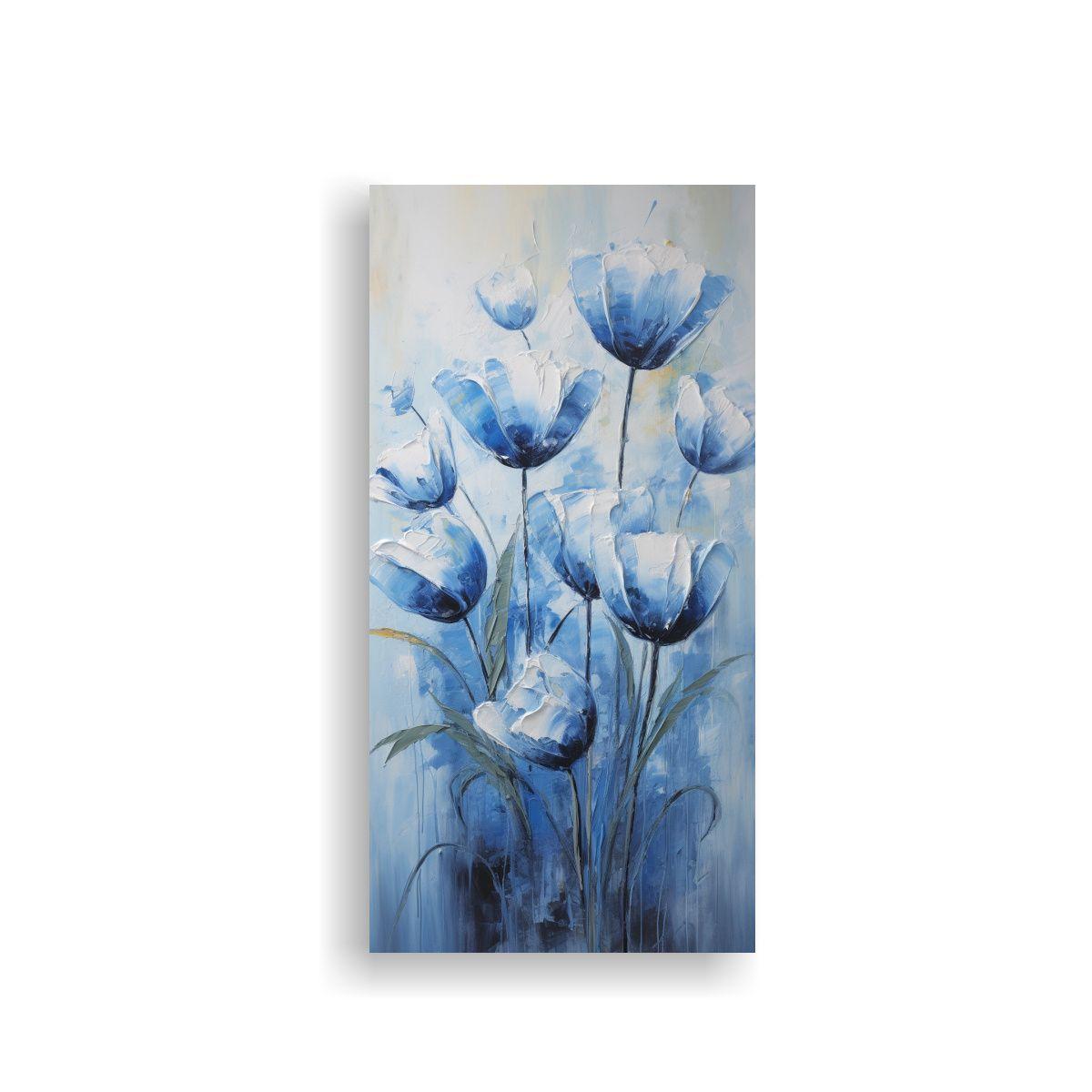 Pintura Arte Alta Calidad Tulipanes Azules Estilo 40x80cm-0
