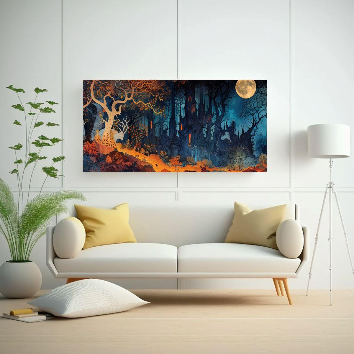 Cuadro Impreso Detalle Bosque Encantado Con Vida 60x30cm-2