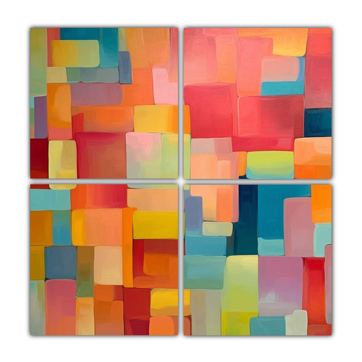 Pintura Abstracta De Campo De Color Cálido: Arte 40x40 Cm-0