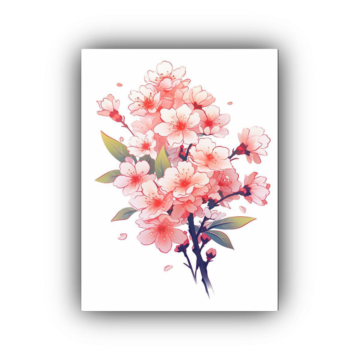 Pintura Lienzo Flores De Cerezo Sakura Aisladas 80x120 Cm-0