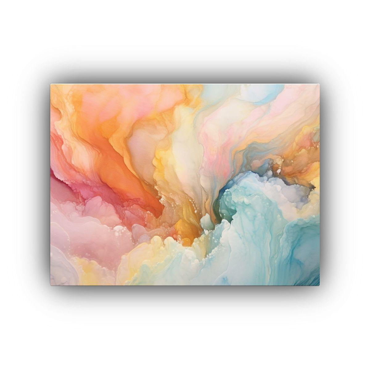 Pintura Abstracta Luminosa En Tonos Pastel Para Decoración  50x40cm-0