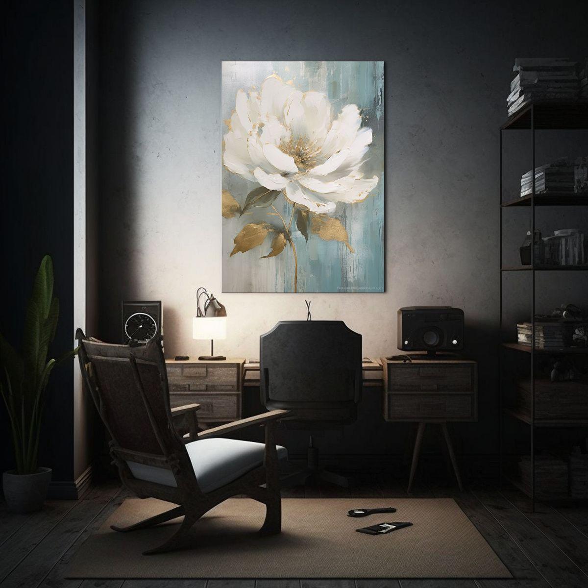 Arte De Pared Impreso Equilibrio Flor De Peonía 60x90cm-2