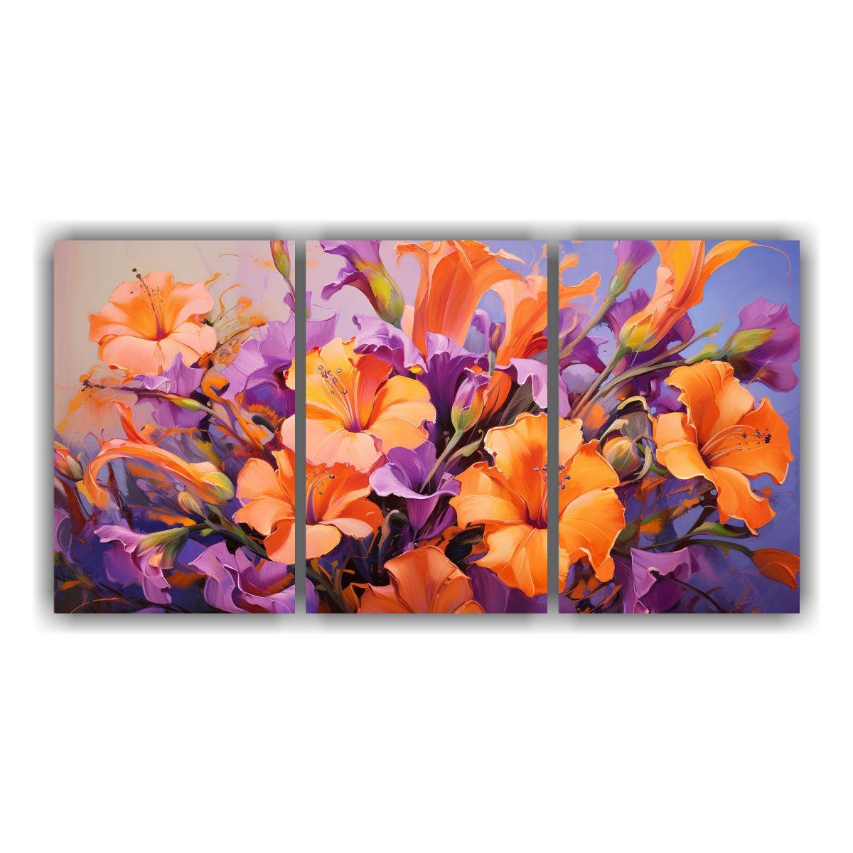 Cuadro Expresión Majestuosa Púrpura Y Naranja 180x90 Cm-0