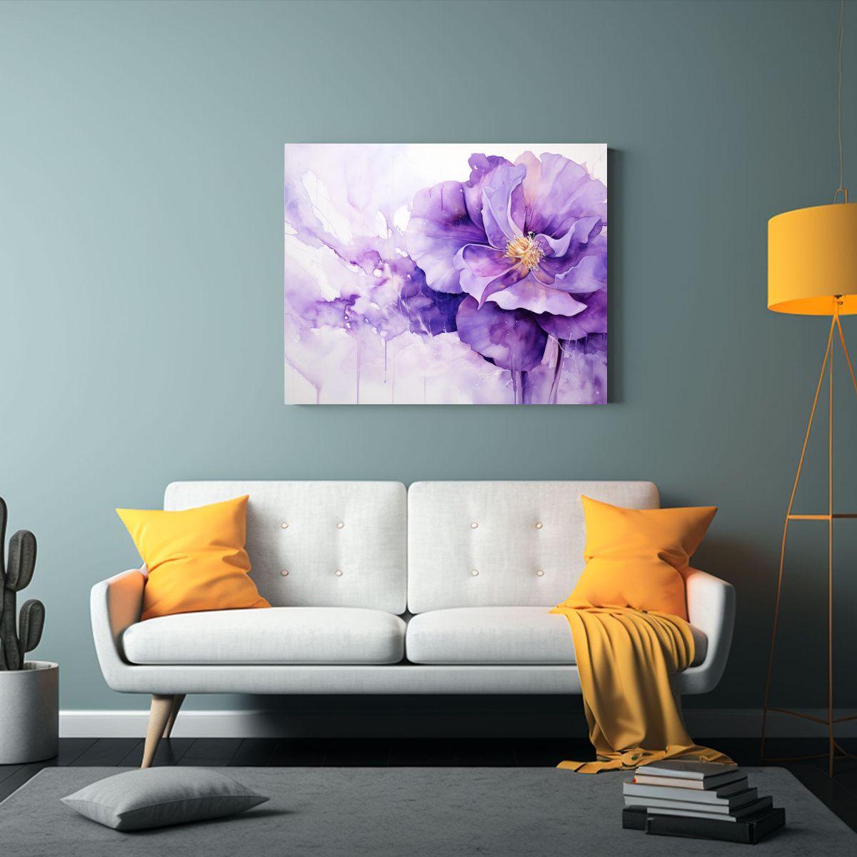 Pintura Abstracta En Colores Morados Con Textura Floral. 90x60cm-2