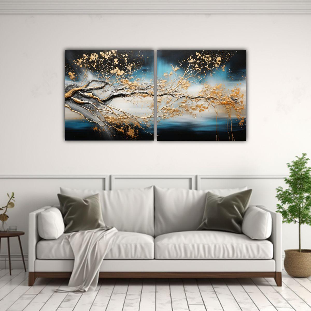 Cuadros Concepto Cocina En Negro Y Dorado Estilo 80x40 Cm-2