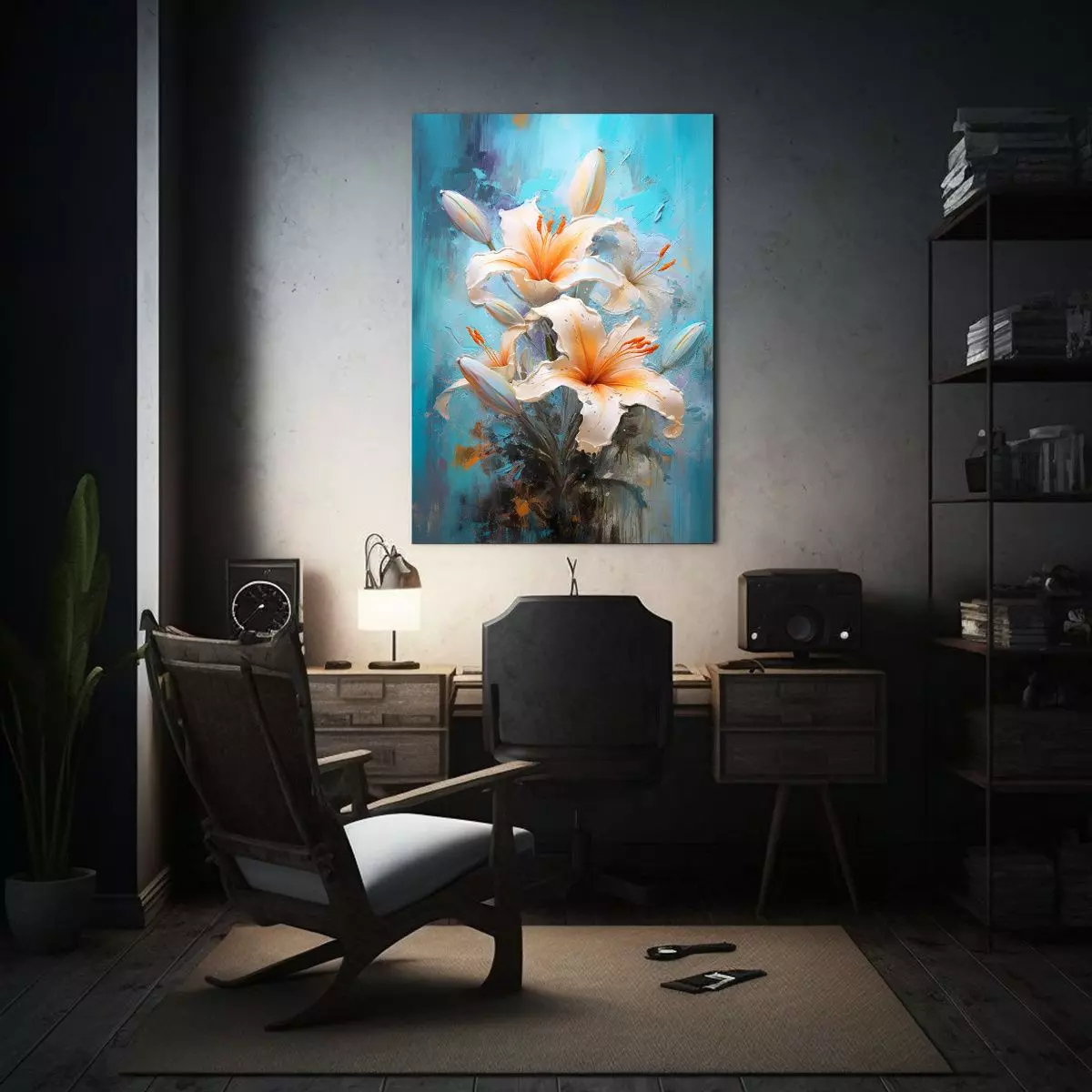 Lienzo Dibujo Simétrico Lirio Colorido Amarillo 80x120 Cm-2