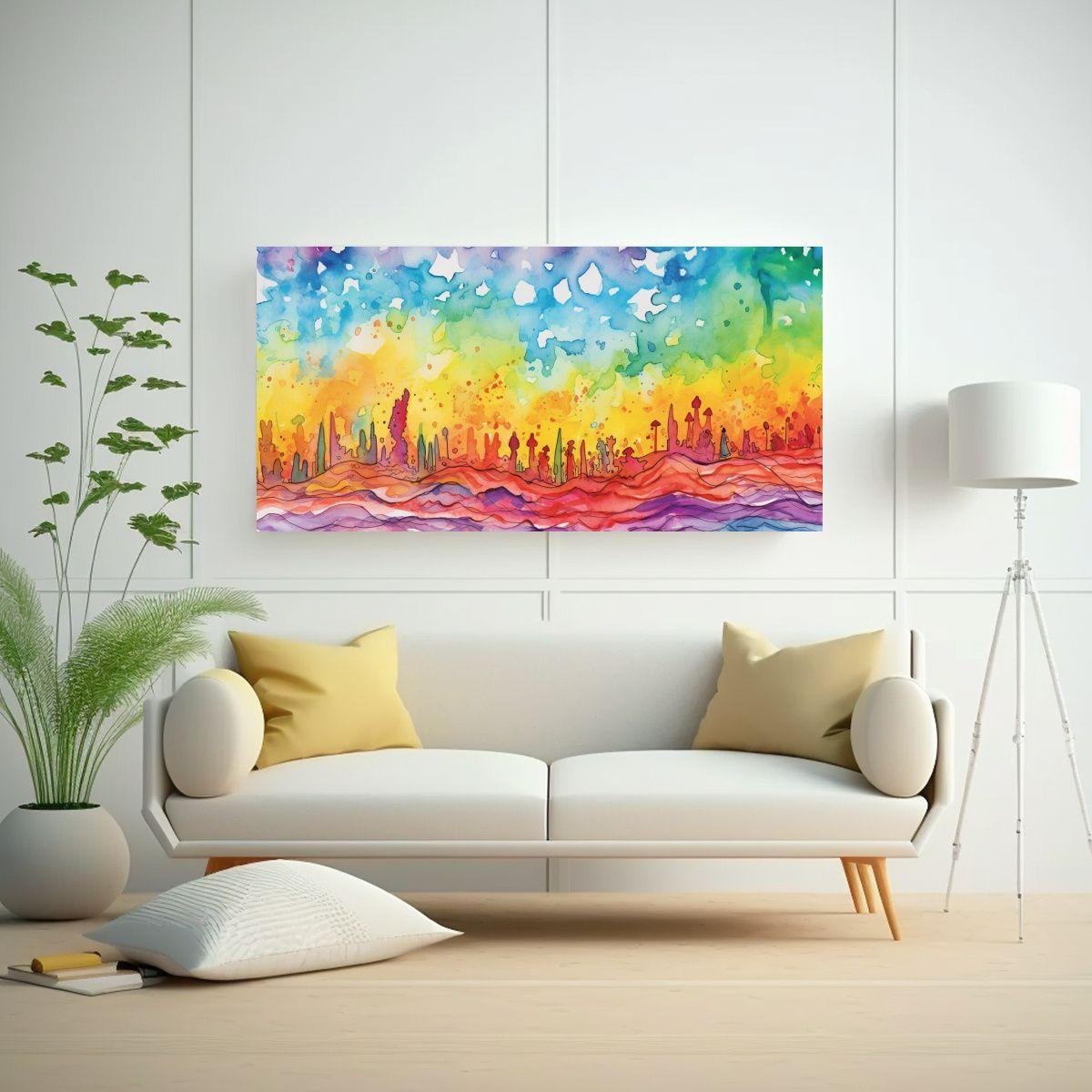 Cuadro Conceptual Equilibrio Arcoíris Desordenado 140x70cm-2