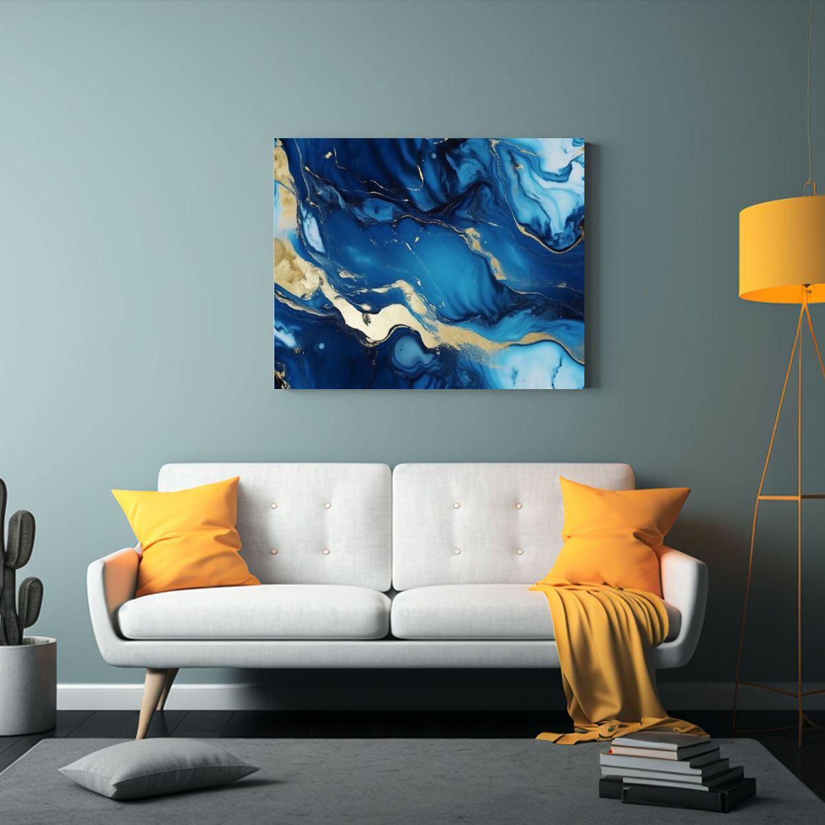 Cuadro Original Inspirador: Textura Perlada Zafiro Brillante 65x50cm-2