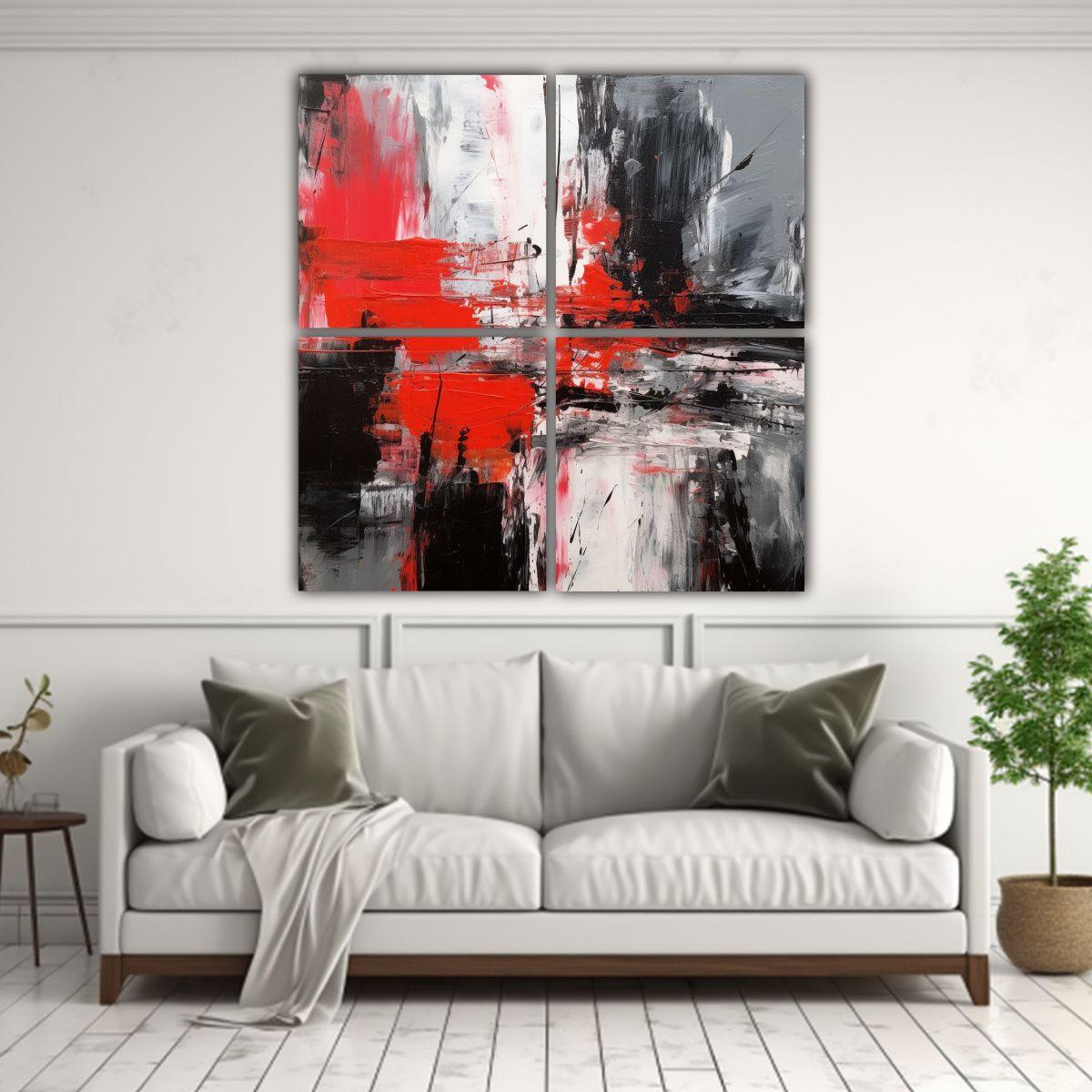 Cuatro Composición Hermosa De Colores Vibrantes 200x200 Cm-2