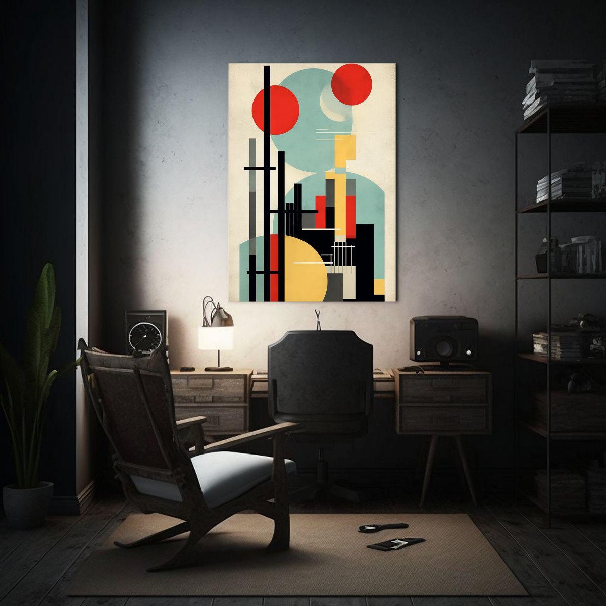 Cuadro Mural Moderno Inspirado En Bauhaus Diseño 20x30cm-2
