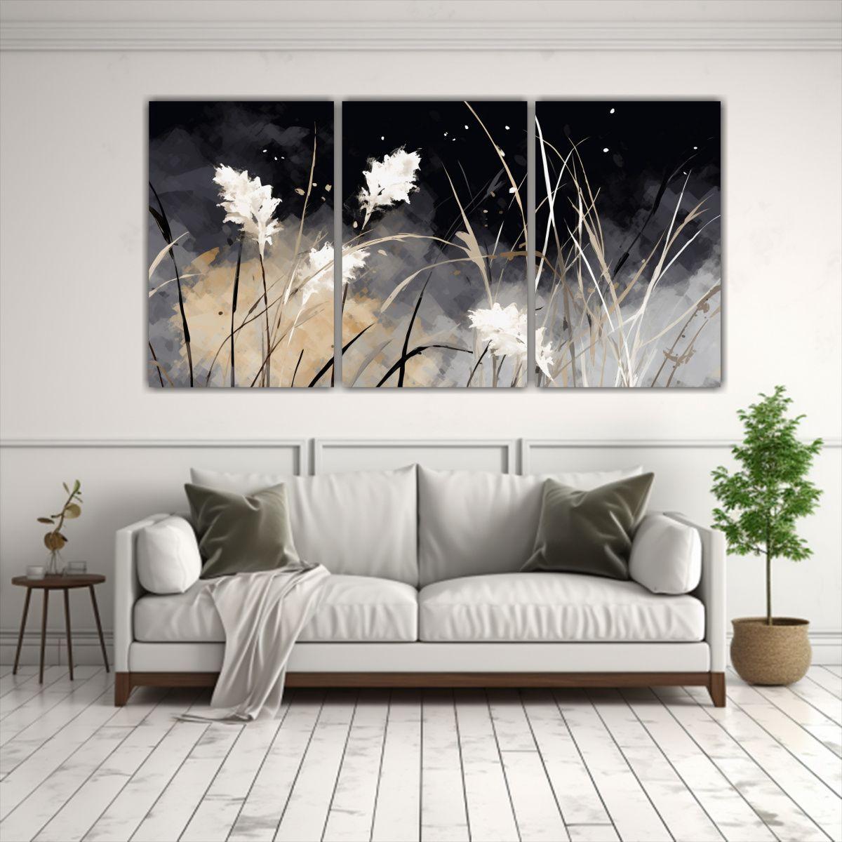 Cuadros De Decoración Con Figuras De Tres Telas 120x60 Cm-2