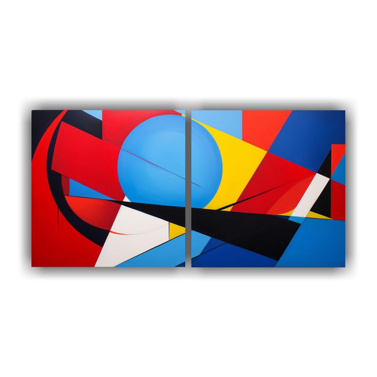 Cuadros Arte Gráfico Geométrico Con Colores 80x40 Cm-0