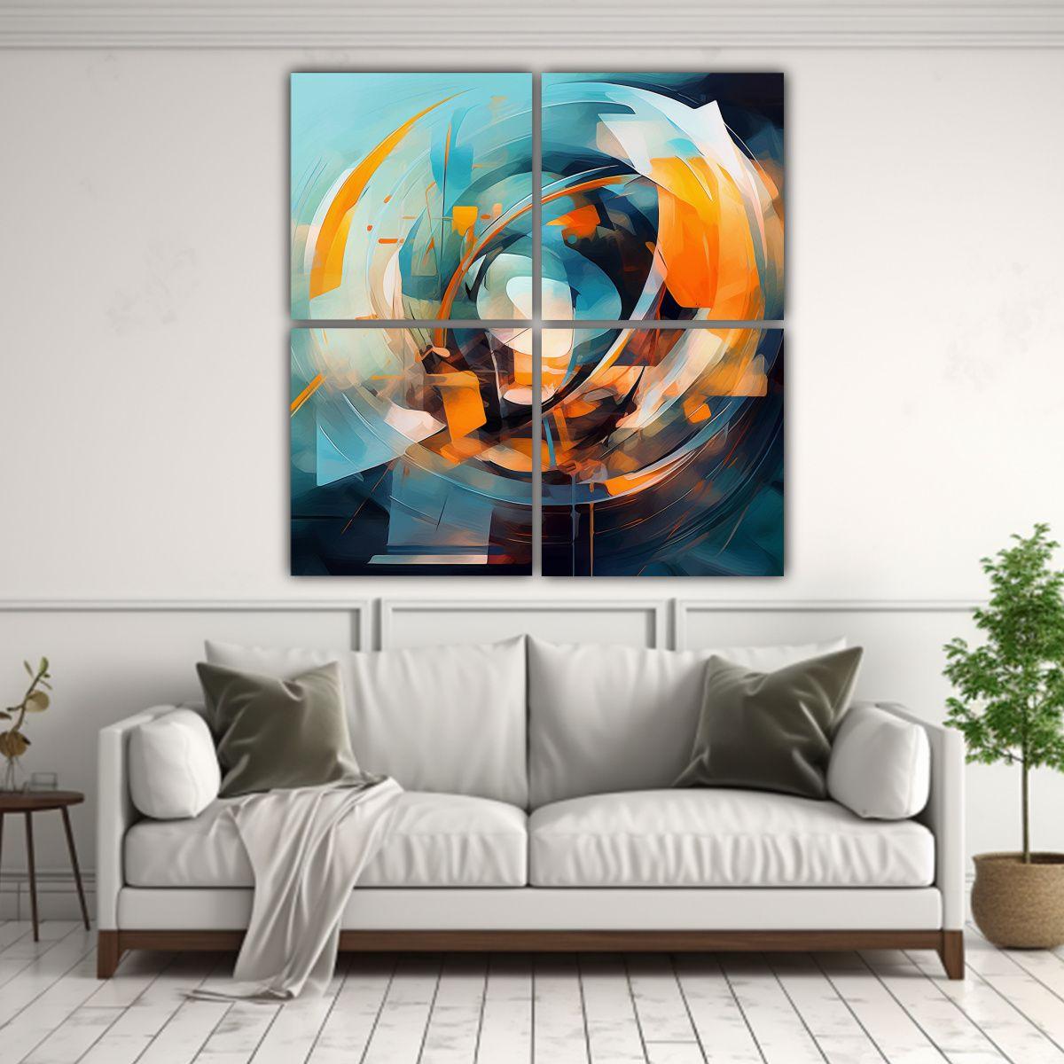 Cuatro Artes Cuadro Simple Abstracto Con 140x140 Cm-2