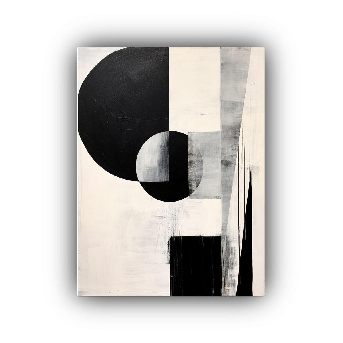 Cuadro Abstracto Minimalista Blanco Y Negro Con Detalles De  30x45cm-0