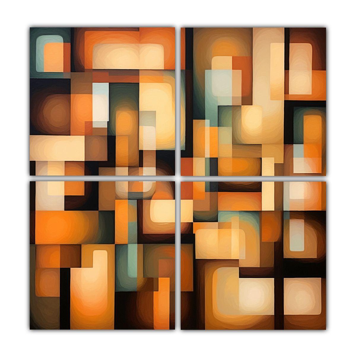 Cuatro Lienzos De Tela Conceptual Para Cuarto 120x120 Cm-0