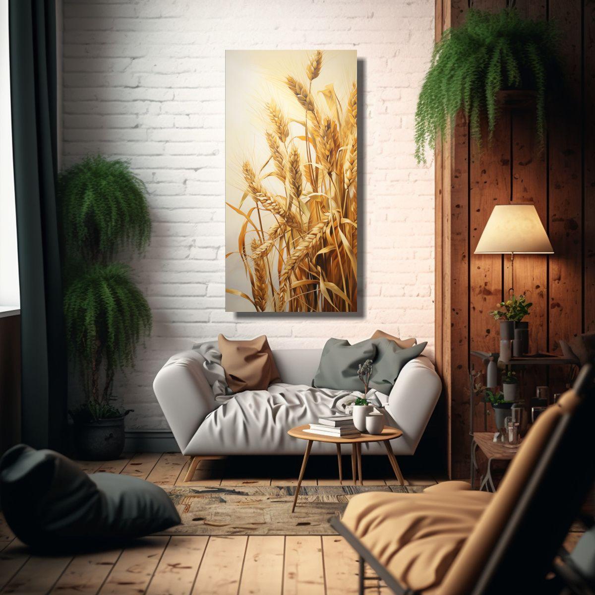 Cuadro Acuarela único De Granos De Avena Pintura  60x120cm-2