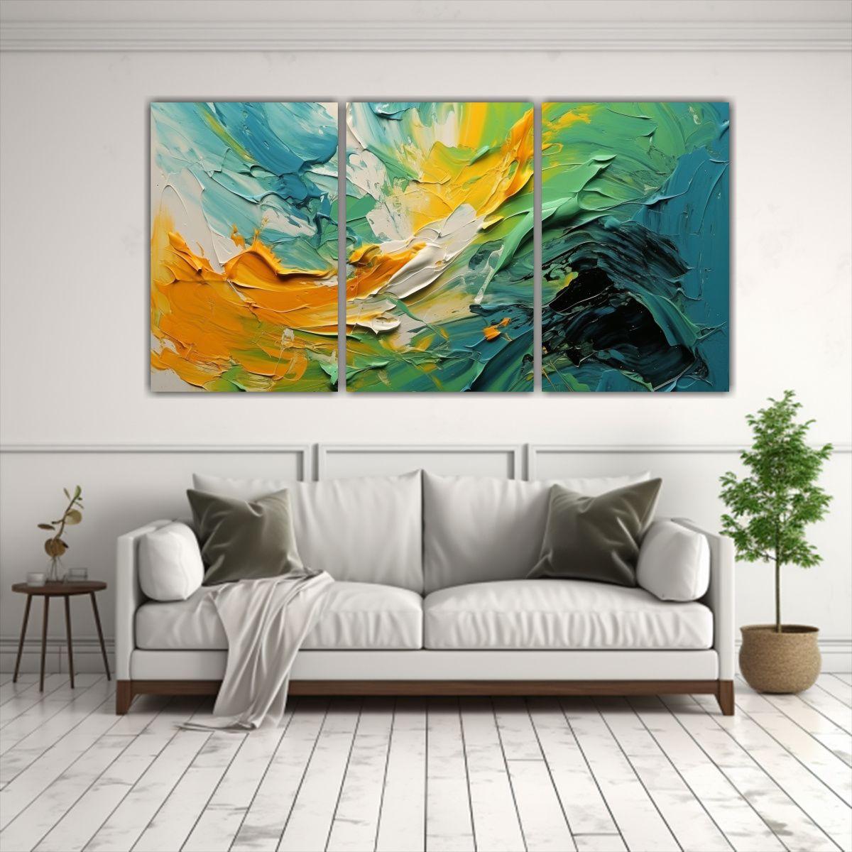 Conjunto De 3 Telas En Bastidor Naturaleza Viva, 60x30 Cm-2