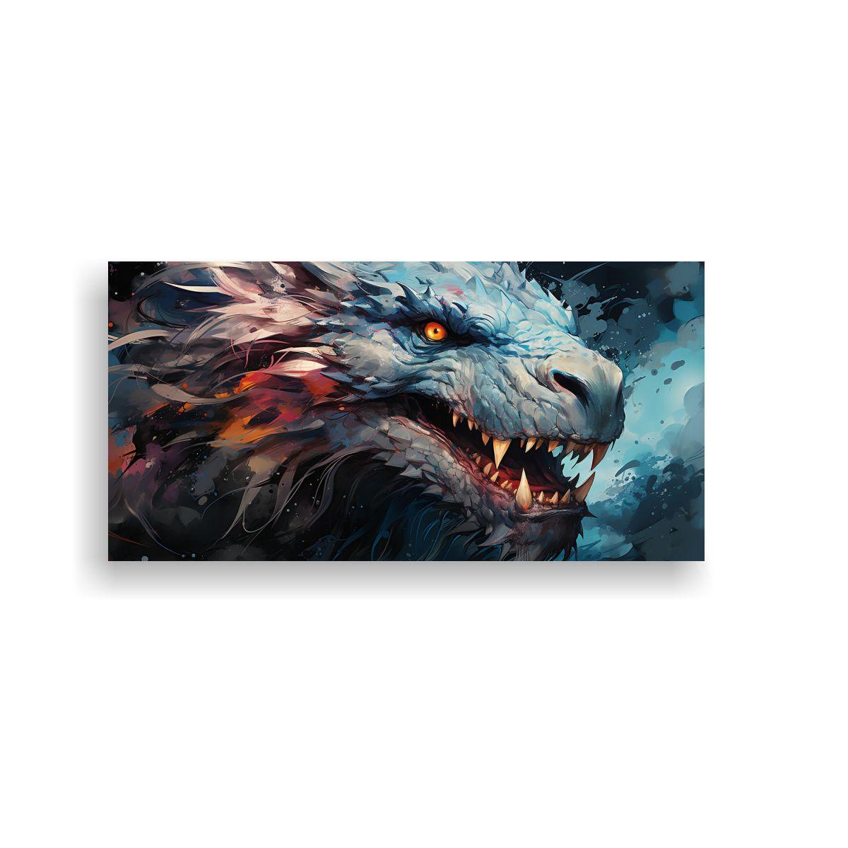Pinturas De Arte Artesanal Calidad: Dragón Azul 60x30cm-0