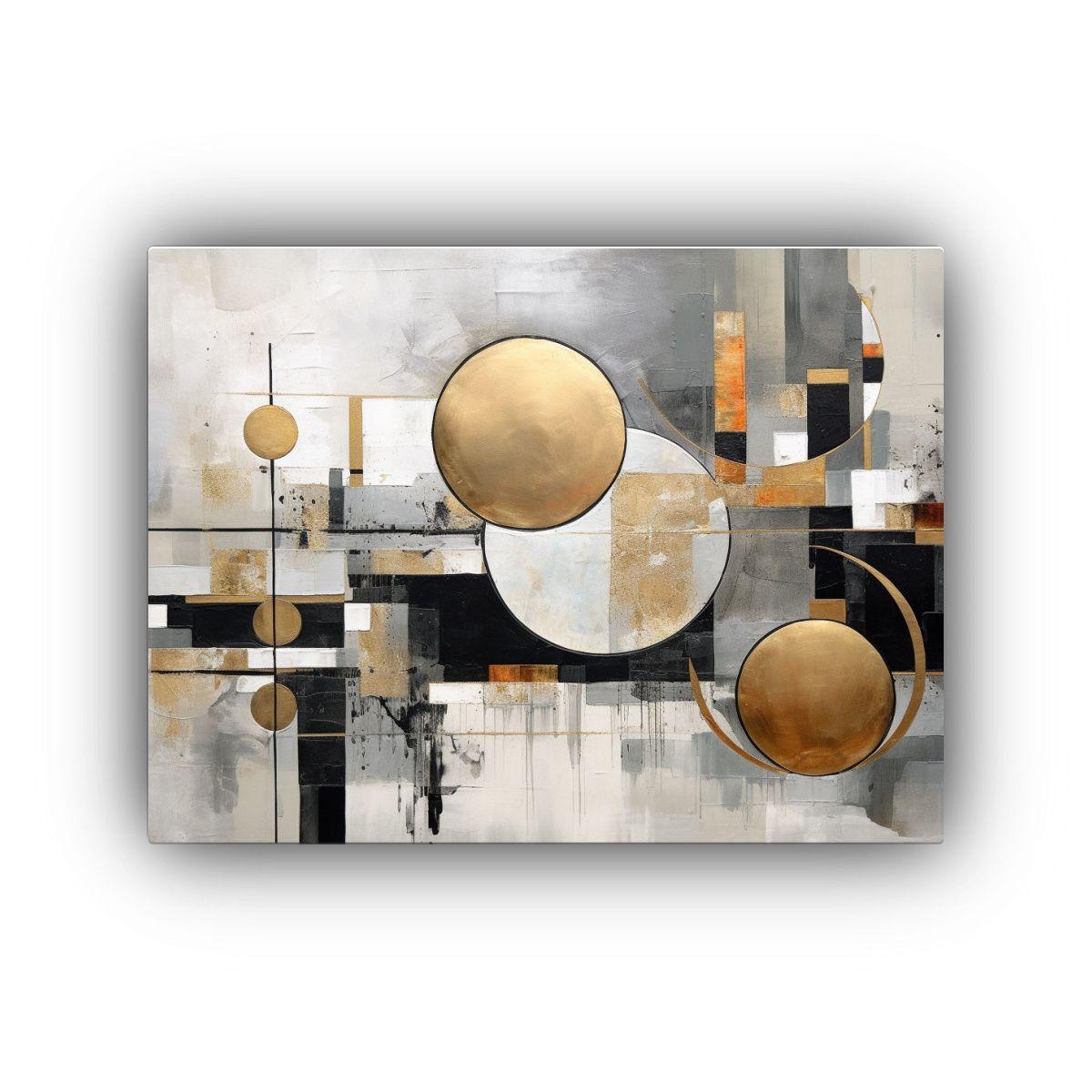 Pintura Abstracta En Lienzo: Tonos Grises Y Negros En Combin 30x20cm-0