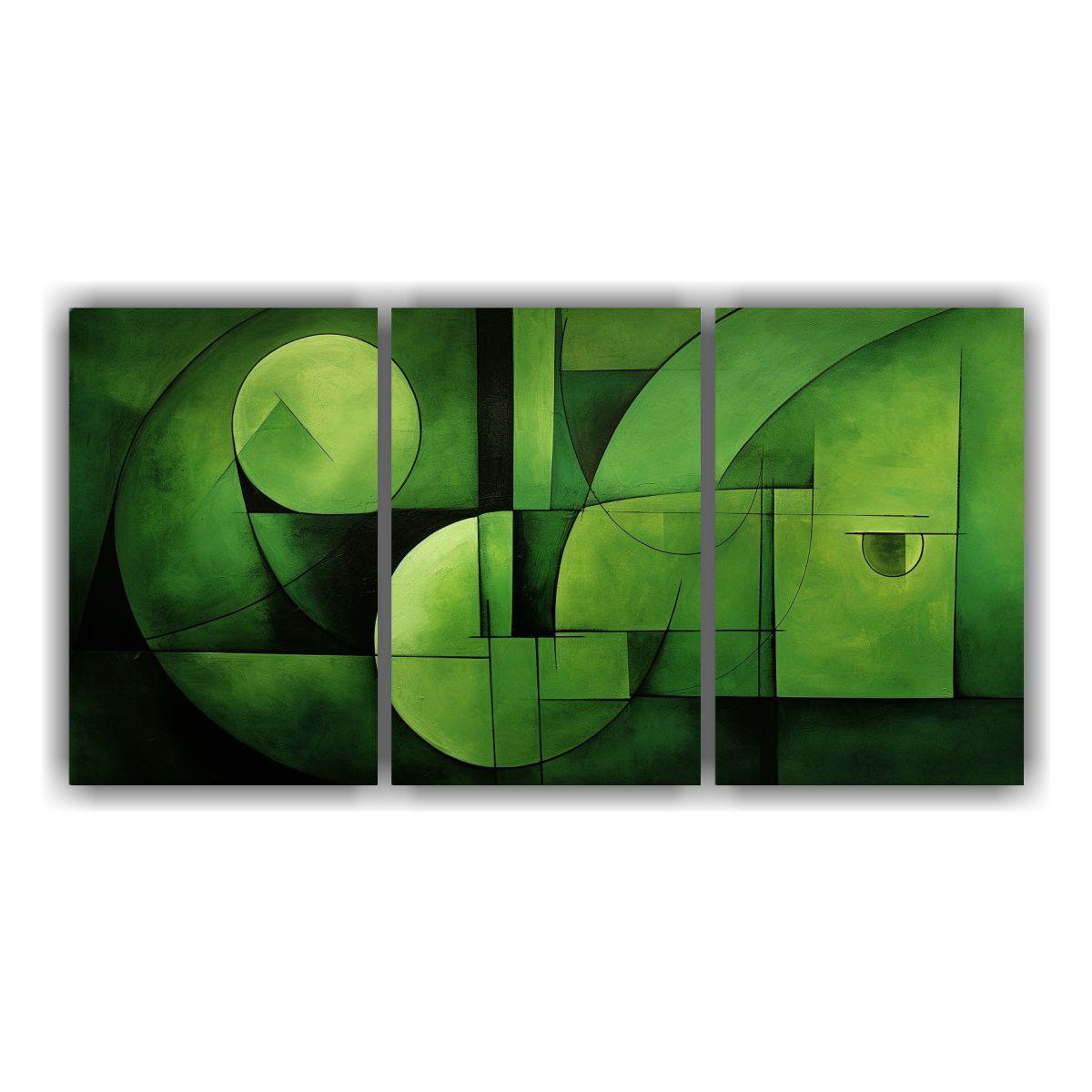 Pinturas Abstractas Verdes En Bastidor De Tela 120x60 Cm-0