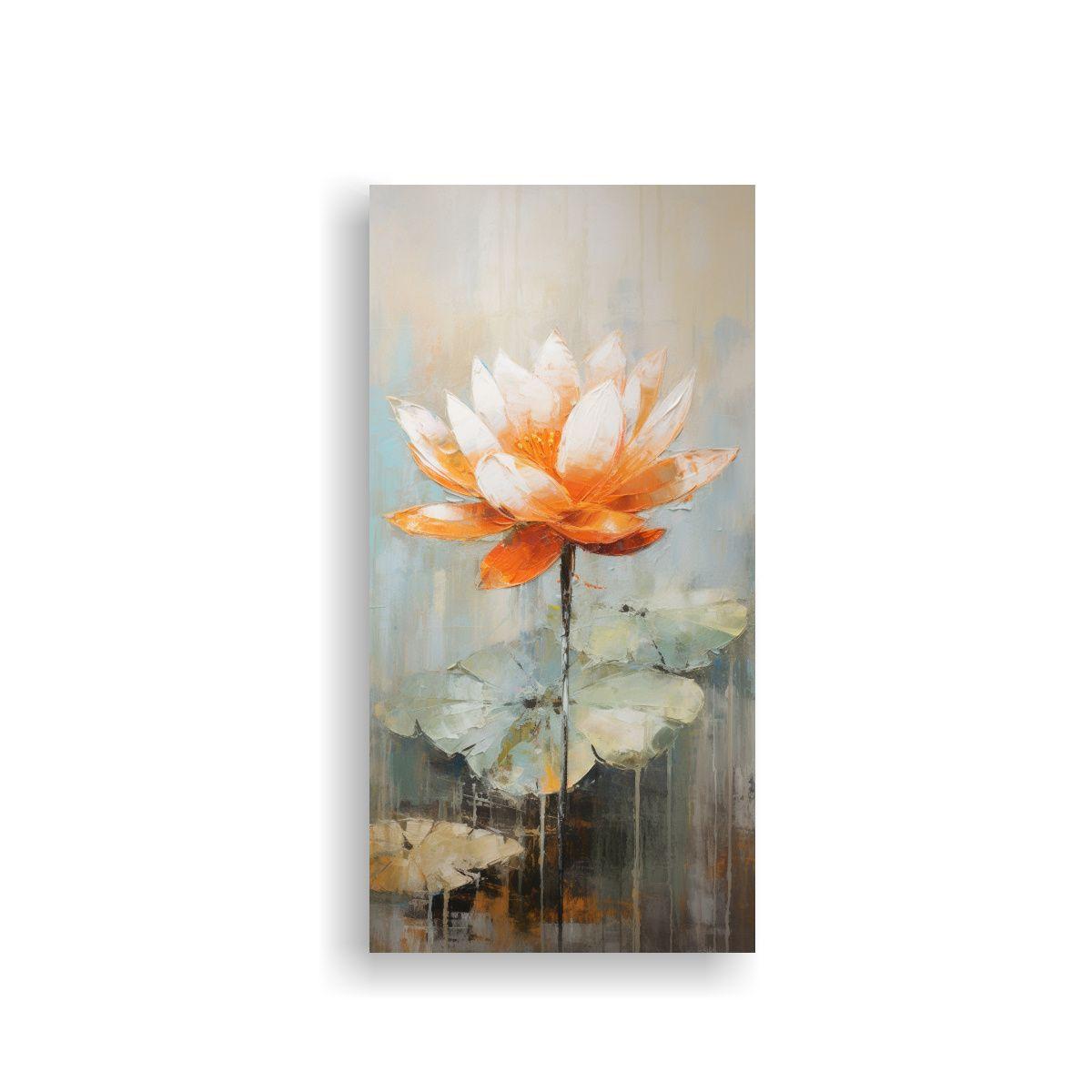 Pintura De Loto Naranja En Lienzo Estilo Innovador 70x140cm-0