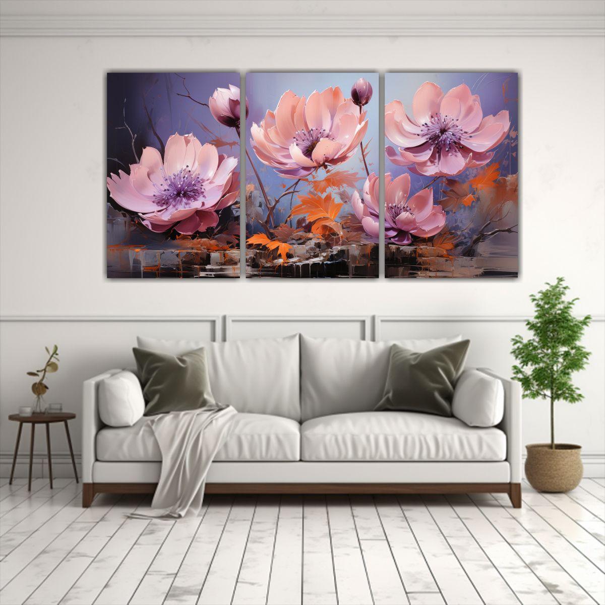 Pintura En Lienzo De Diseño Creativo De Loto 90x45 Cm-2