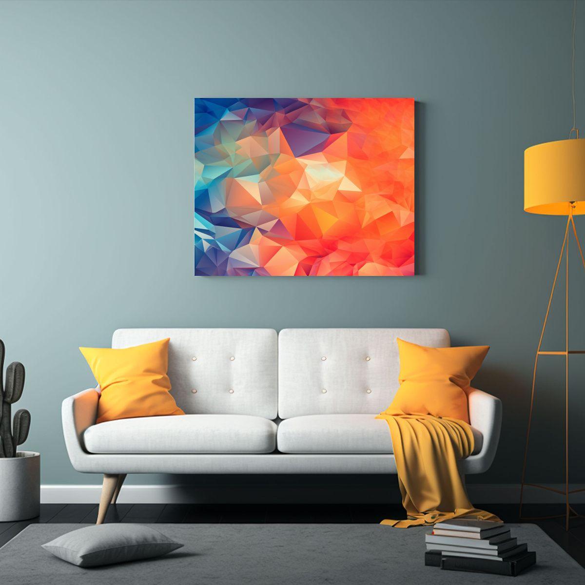 Fondo De Arte Abstracto Multicolor Decorativo Canva Triangul 90x60cm-2