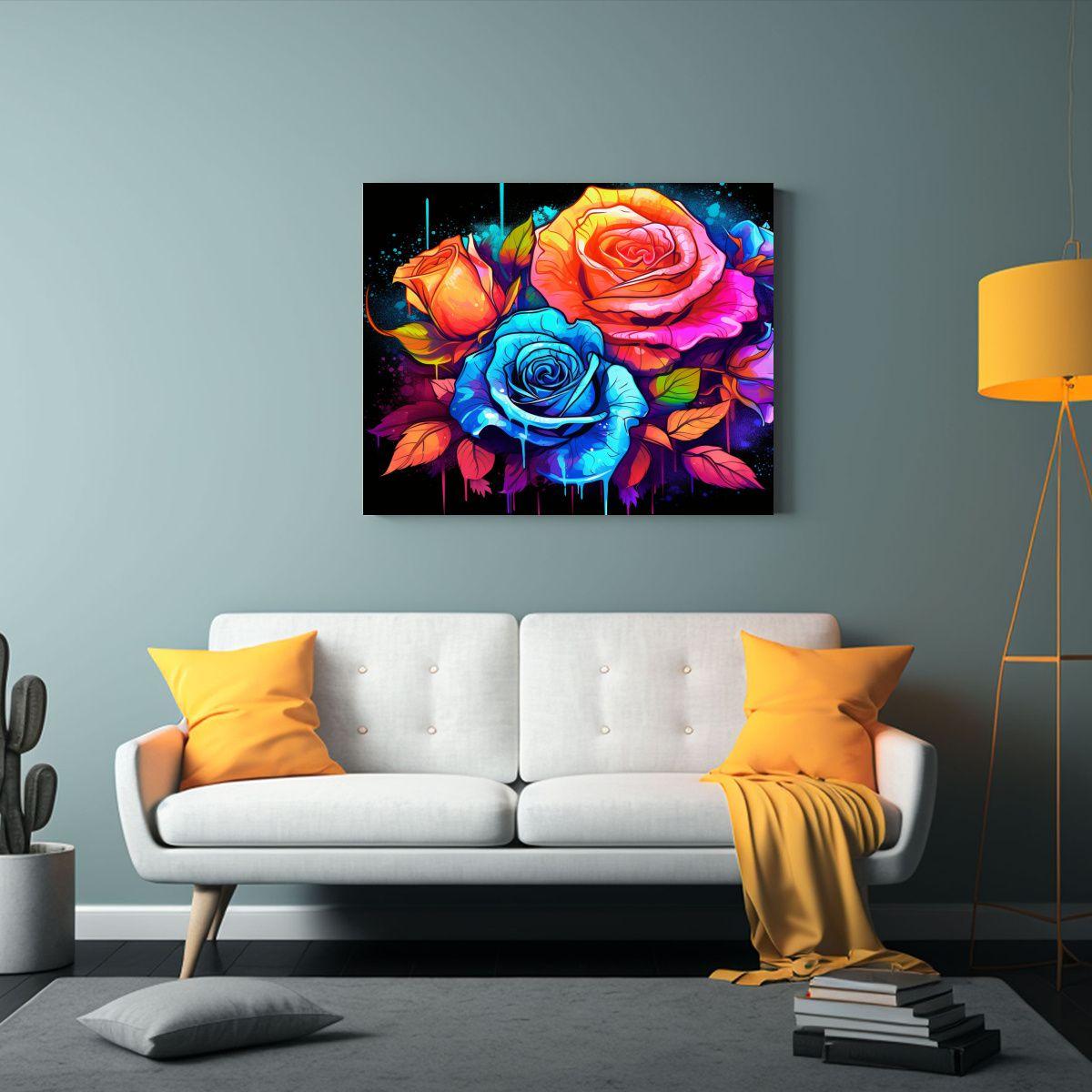 Cuadro Impresionante De Flores Con Estampado De Rosa Para De 45x30cm-2