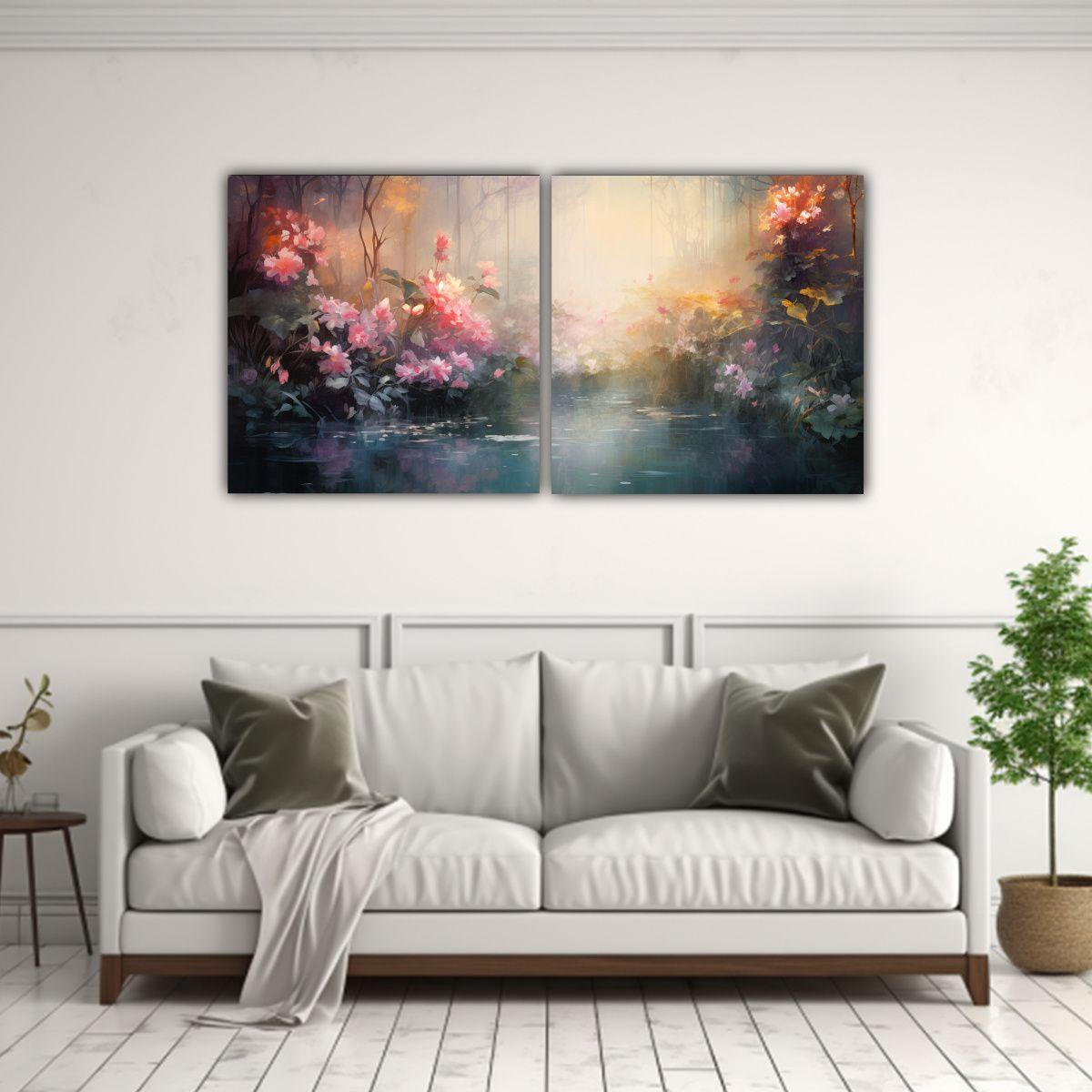 Arte De Pared: Tonos Armonía Jardín Tranquilo 100x50 Cm-2