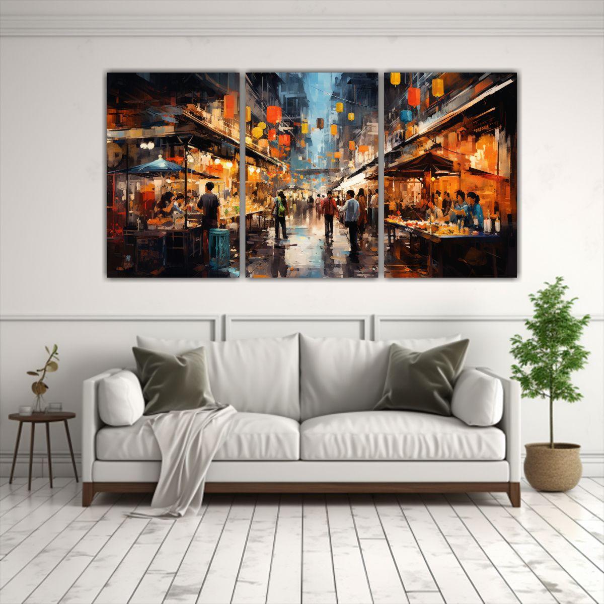 Cuadro Decorativo Movimiento Dimensiones Mercado 180x90 Cm-2