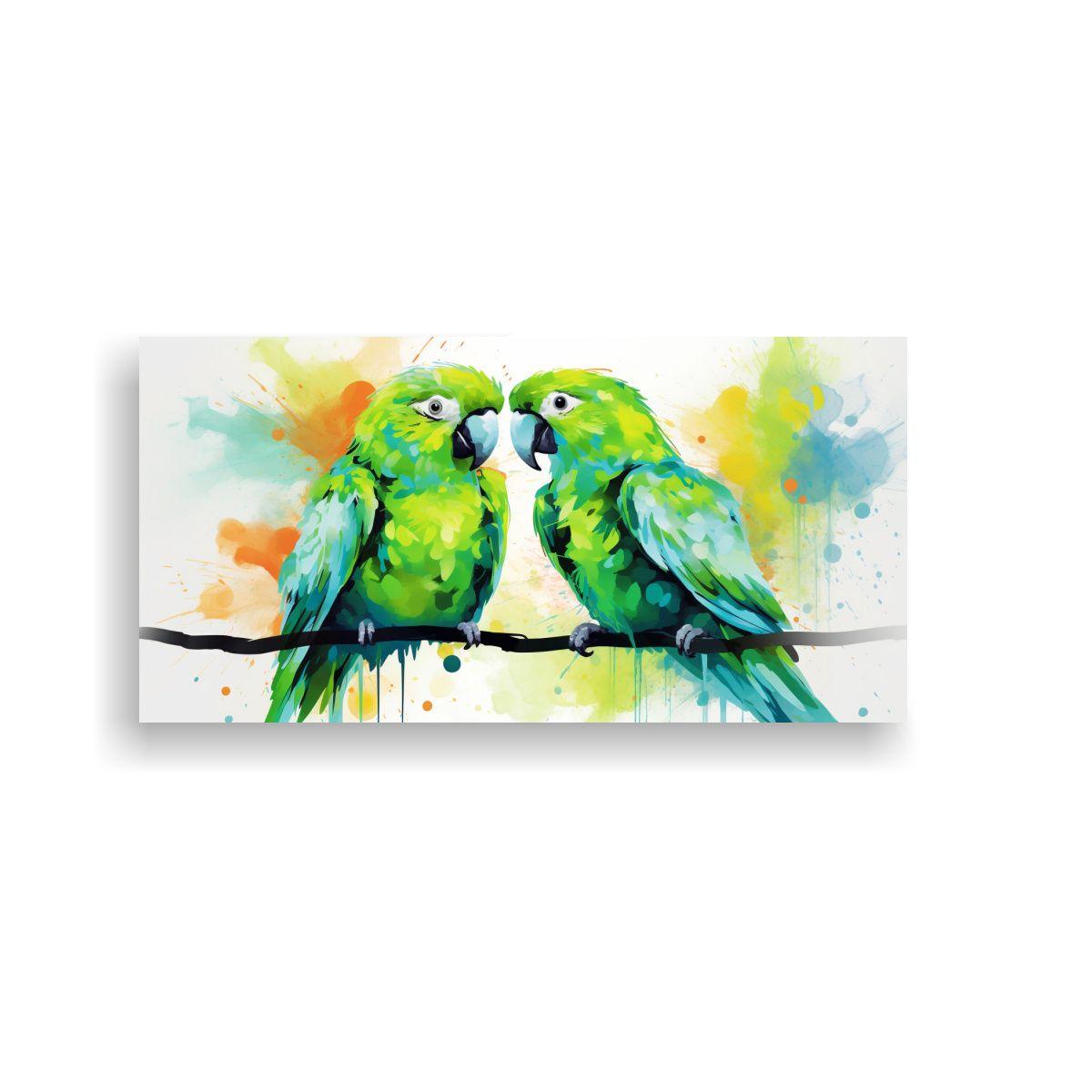 Pintura Decorativa De Amor De Lovebirds En Colores 120x60cm-0