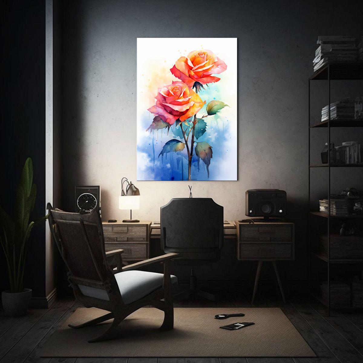 Pintura Decorativa De Rosas Acuarela 4k 20x30cm-2