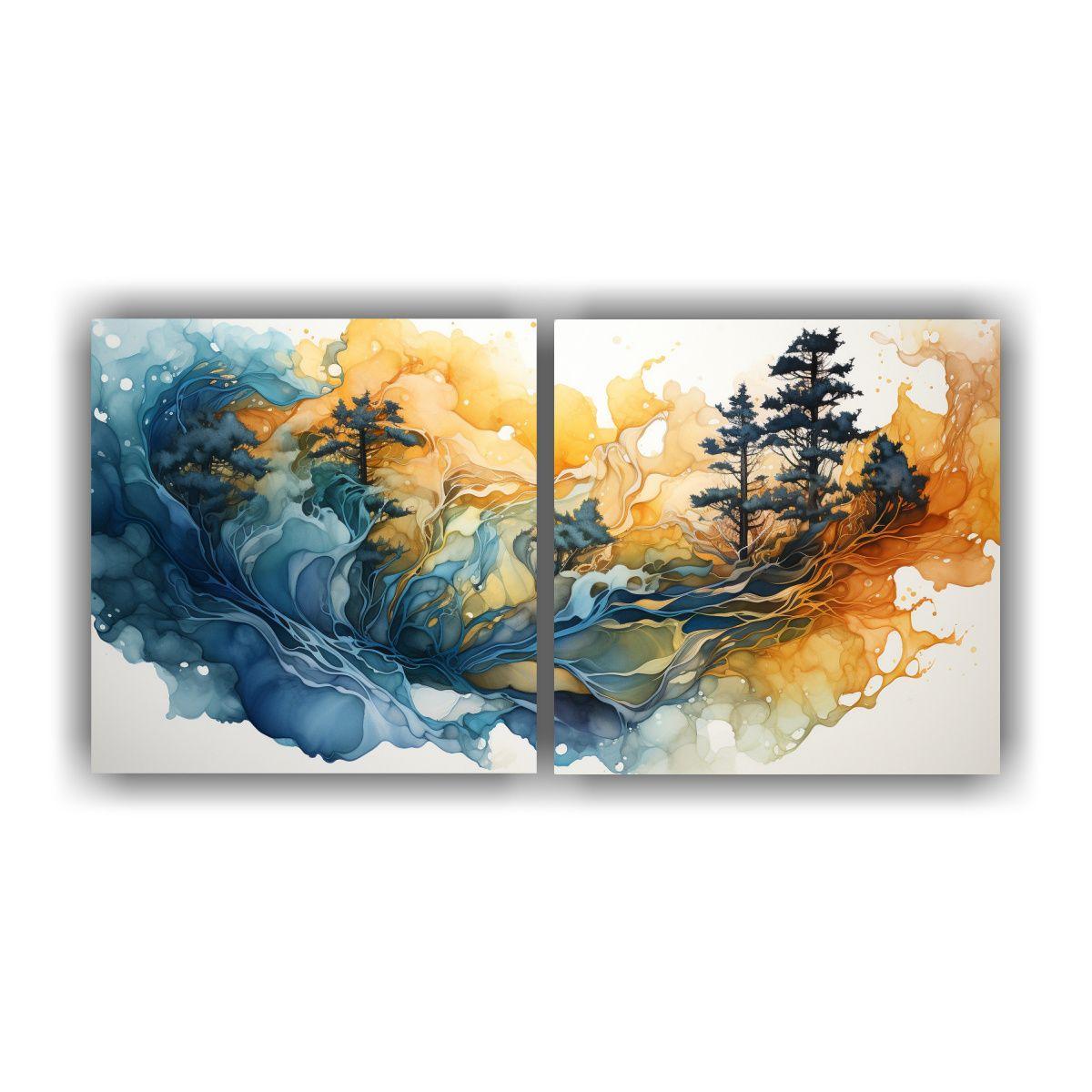 Pintura Abstracta De árbol De Redwood En Colores 120x60 Cm-0