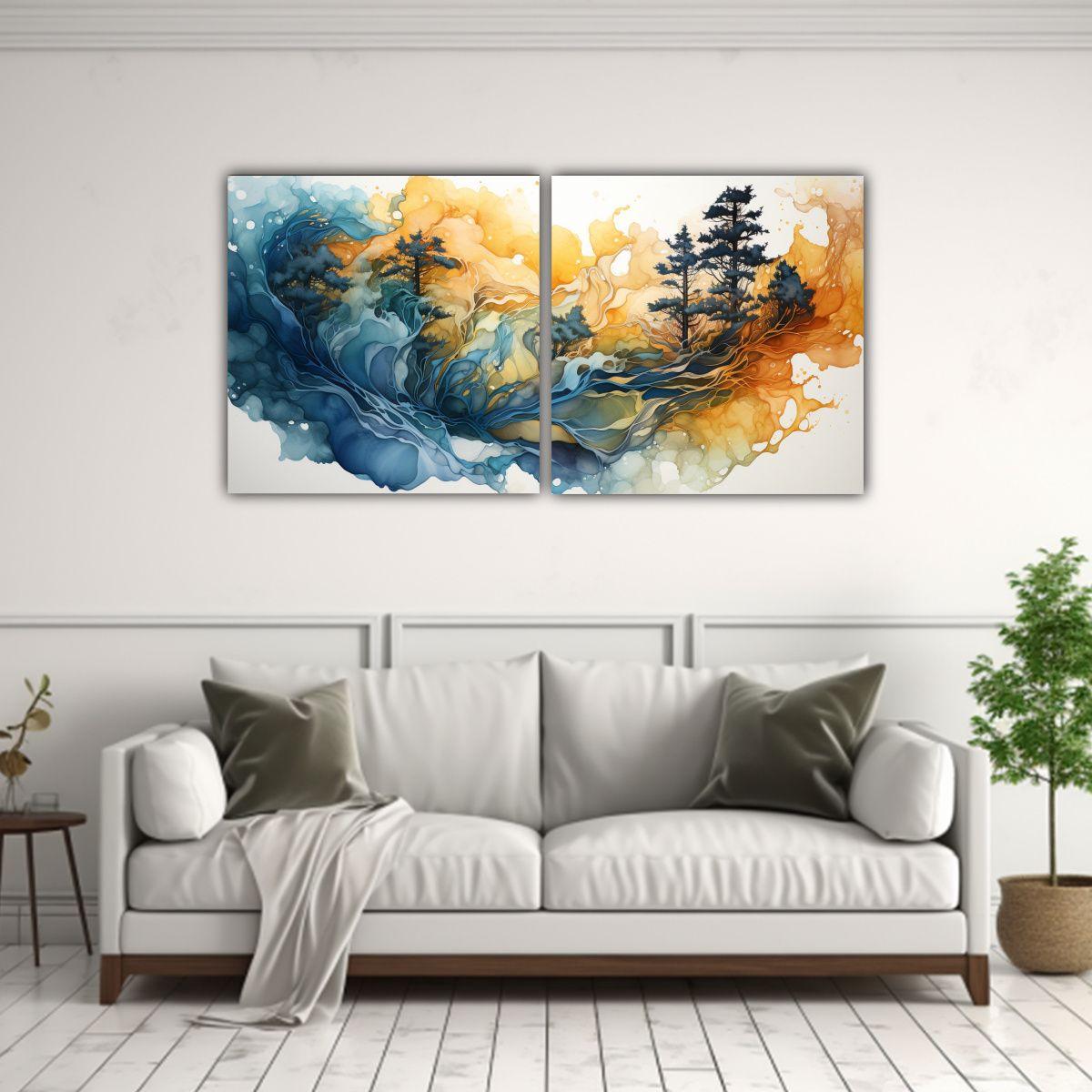 Pintura Abstracta De árbol De Redwood En Colores 120x60 Cm-2
