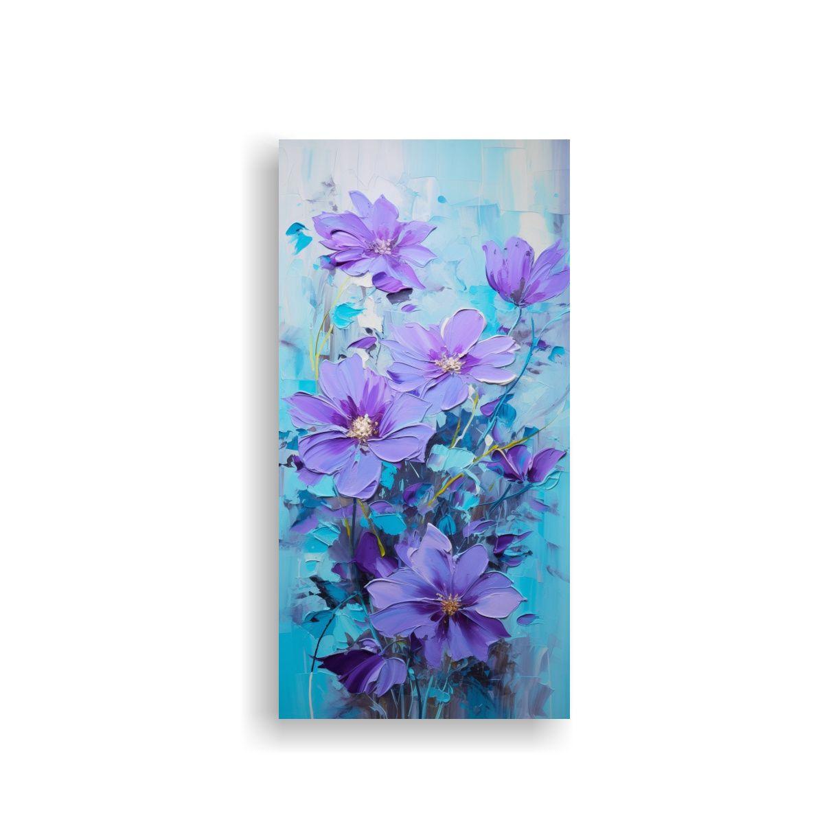 Cuadro Inspirador Motivo Flores Púrpura Y Cian 50x100cm-0