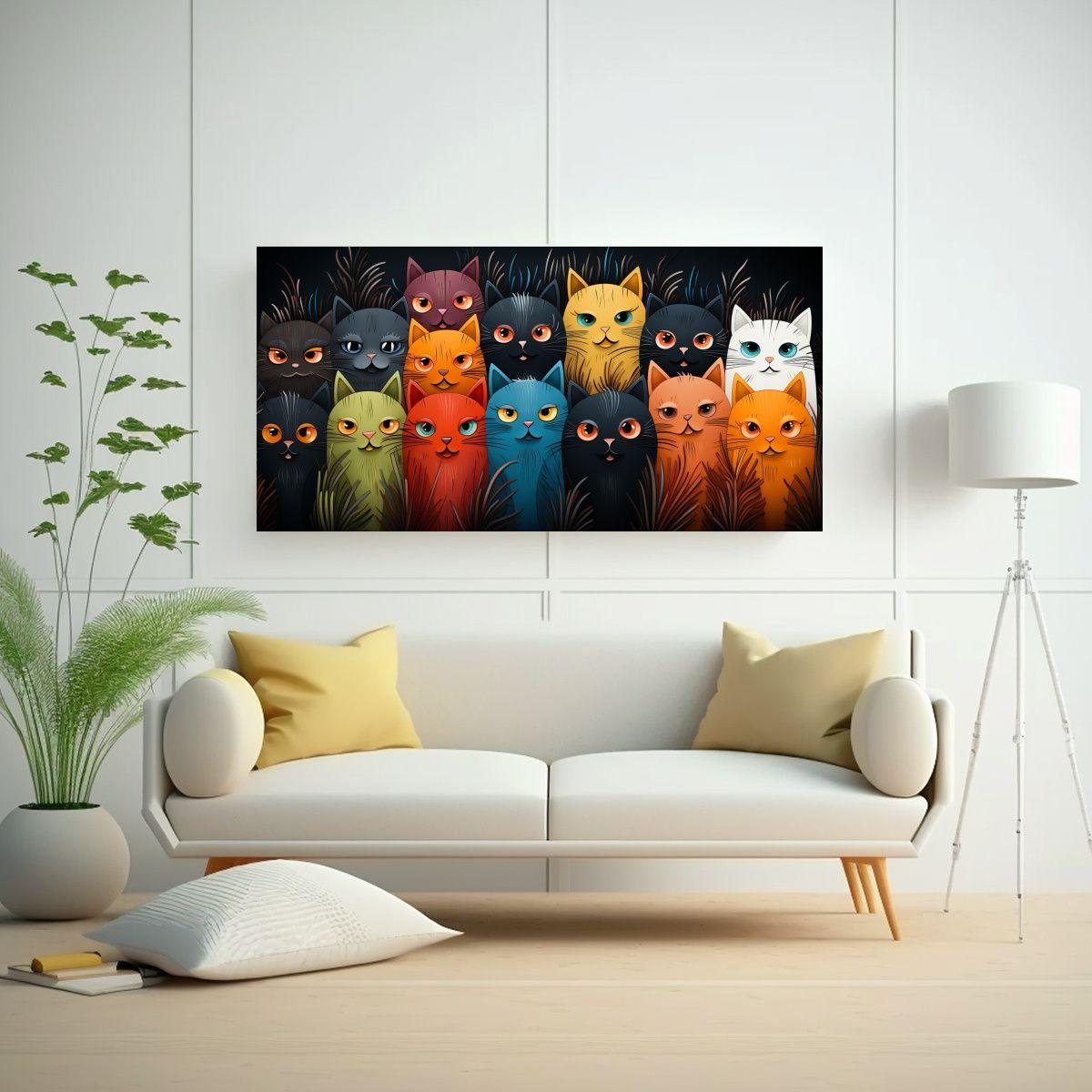 Cuadro Venta Interiores Patrón Gatos Vestidos 160x80cm-2