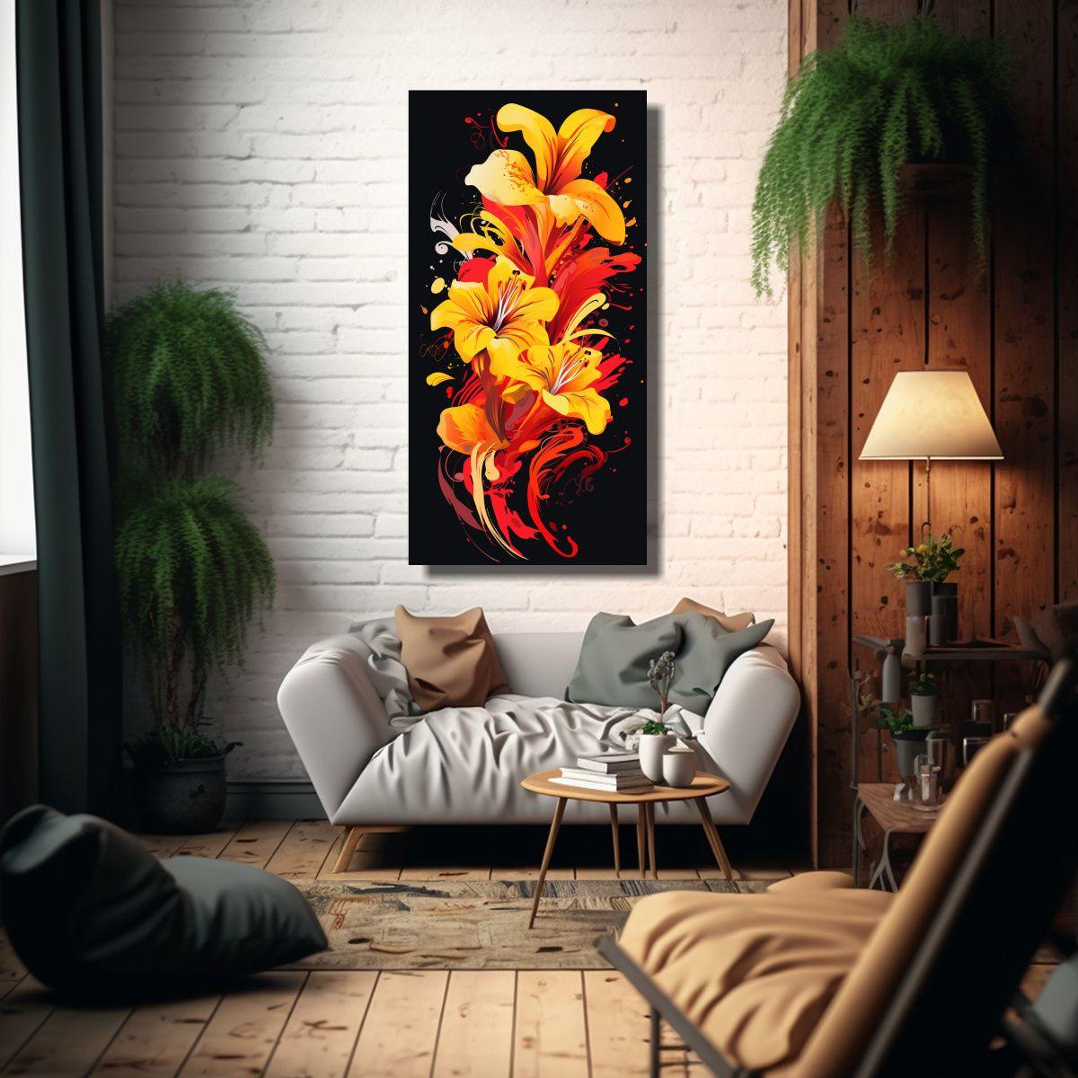 1 Cuadro Calidos Amarillo Y Rojo Neonoir 80x160cm-2