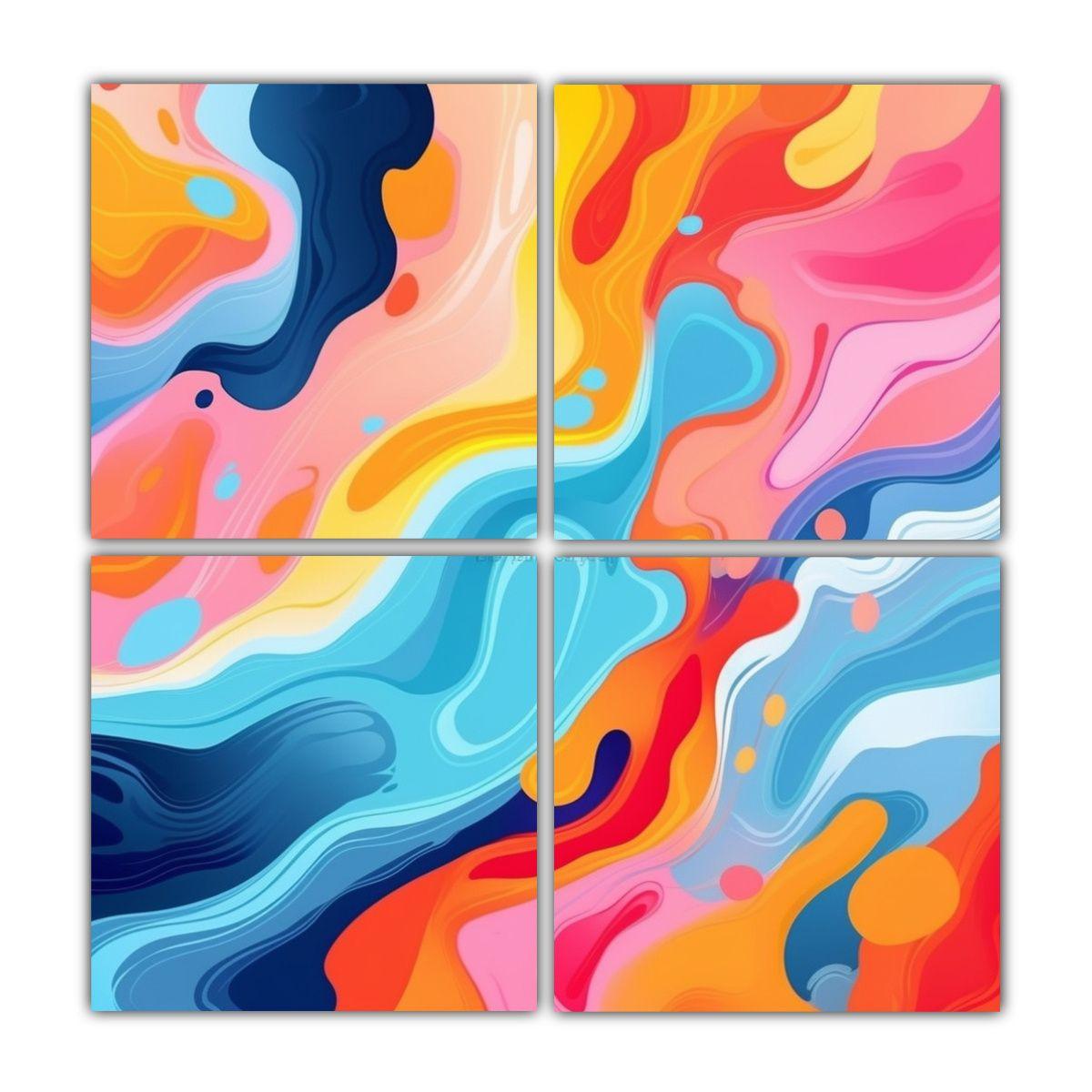 Pinturas Abstractas De Fondo Líquido Y Fluido 80x80 Cm-0