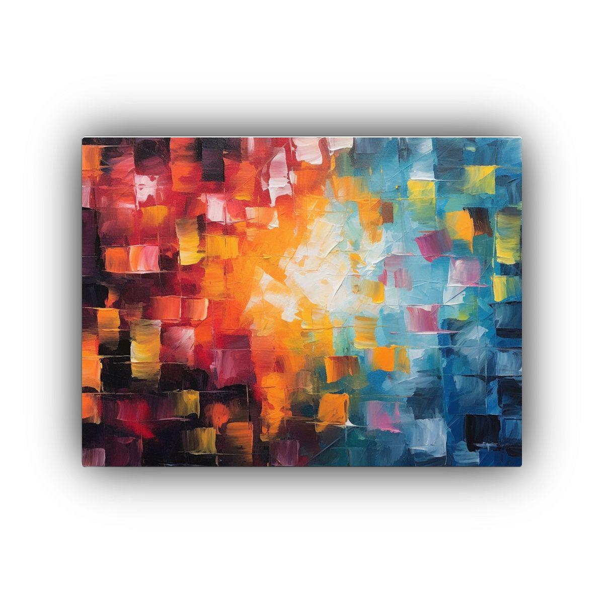 Pintura Abstracta Vibrante De Contraste En Fondo Oscuro 60x40cm-0