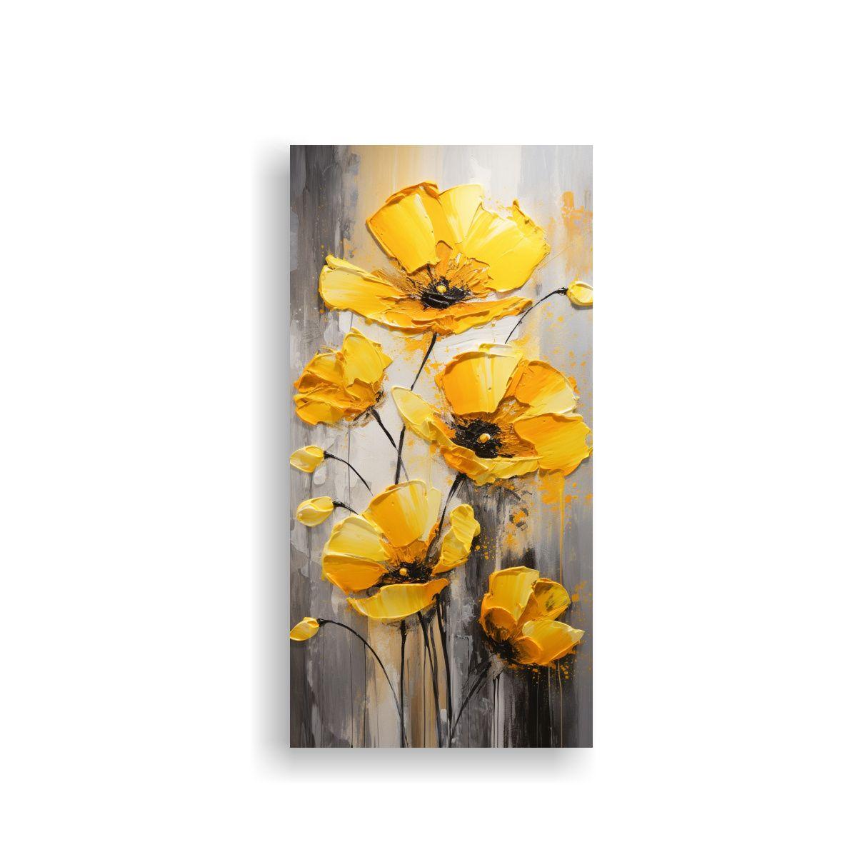 Cuadro Vintage Pop Art De Amapolas Amarillas 20x40cm-0