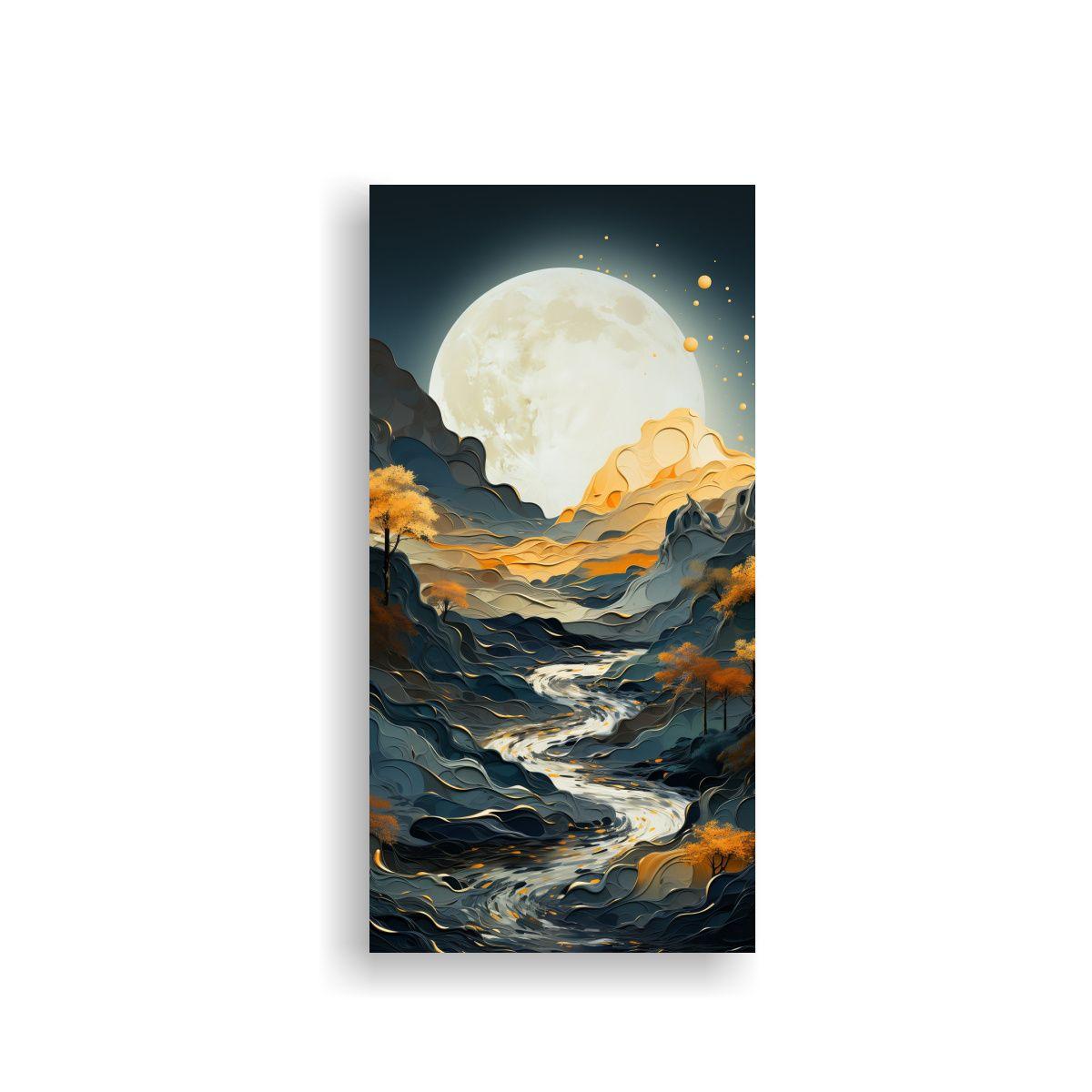 Pintura Minimalista De Montañas En Composición 40x80cm-0