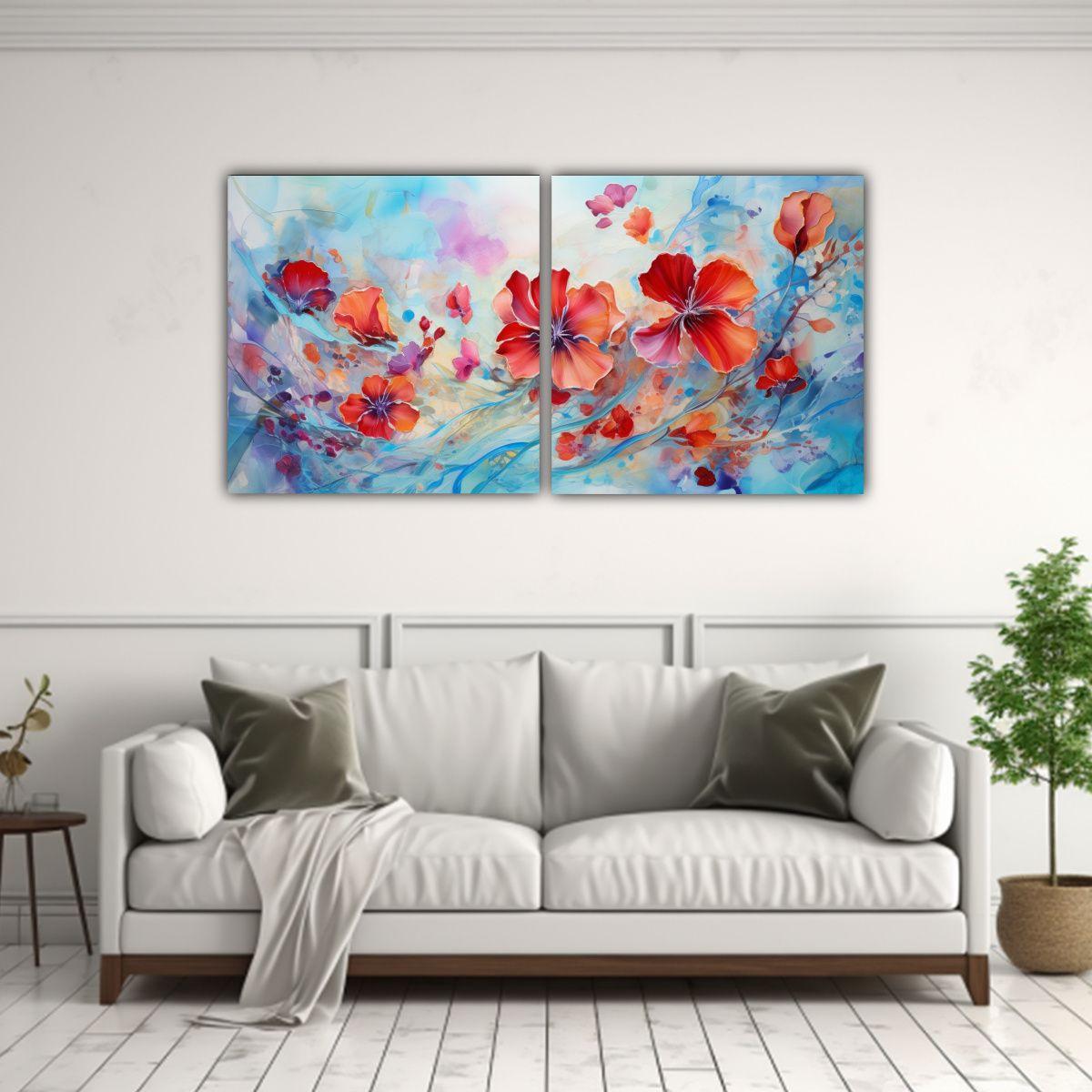 Pinturas Abstractas Movimientos Originales En 100x50 Cm-2