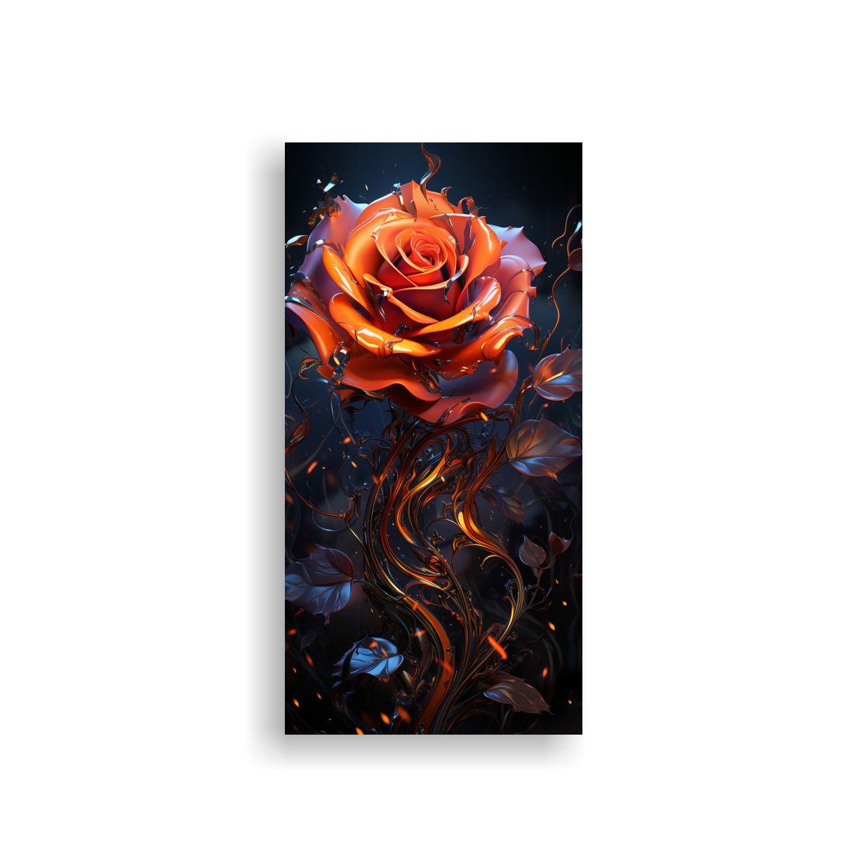 Pintura Abstracta De Una Rosa Que Irradia 20x40cm-0