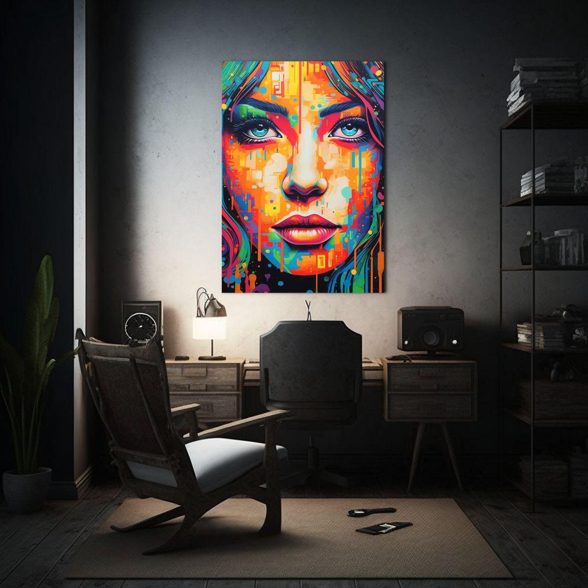 Pintura De Pared Cuadro Colorida De Una Mujer Con Gracia 30x45cm-2
