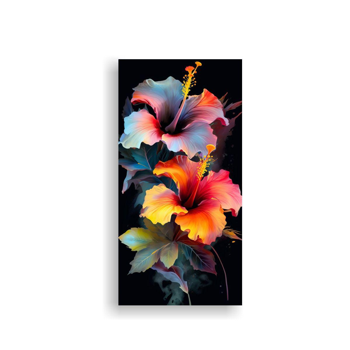 Pintura Decorativa Hibisco Con Apariencia Acuarela 80x160cm-0