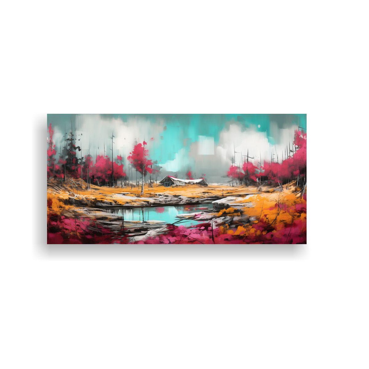 Cuadro Moderno Simétrico En Tonos Rosados 60x30cm-0
