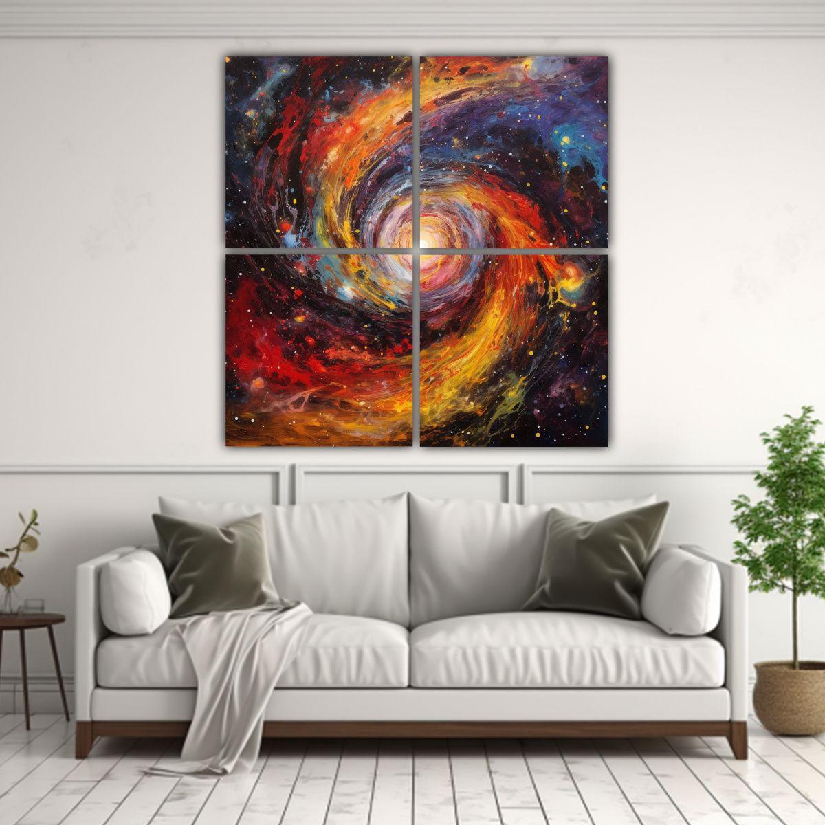 Pintura Cuatro Cuadros Inspiración Protagonismo: 60x60 Cm-2