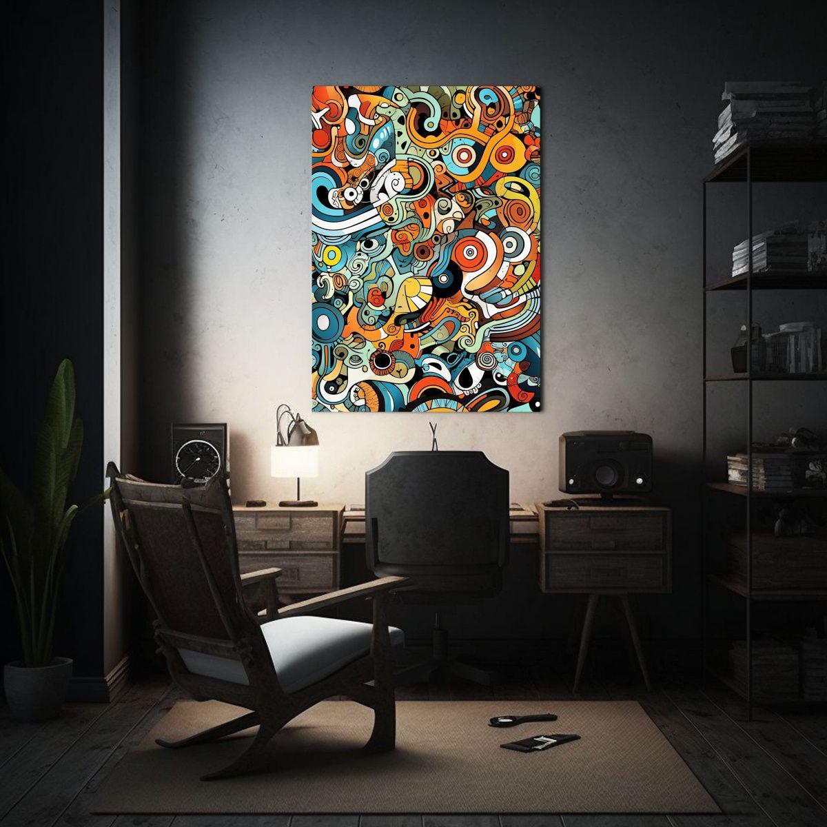 Cuadro Composición Estética Lienzo Con Líneas 60x90cm-2