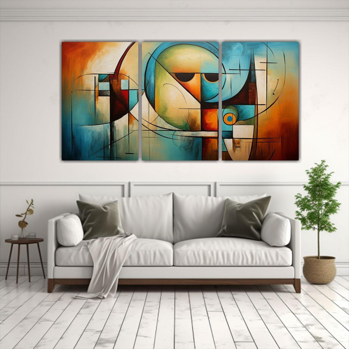 Pinturas Abstractas Para Decoración: Tres Artes 120x60 Cm-2