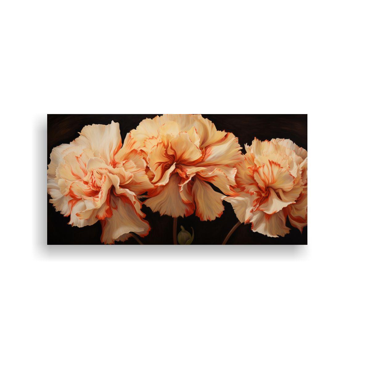 Pintura Abstracta De Flores De Claveles En Estilo 60x30cm-0